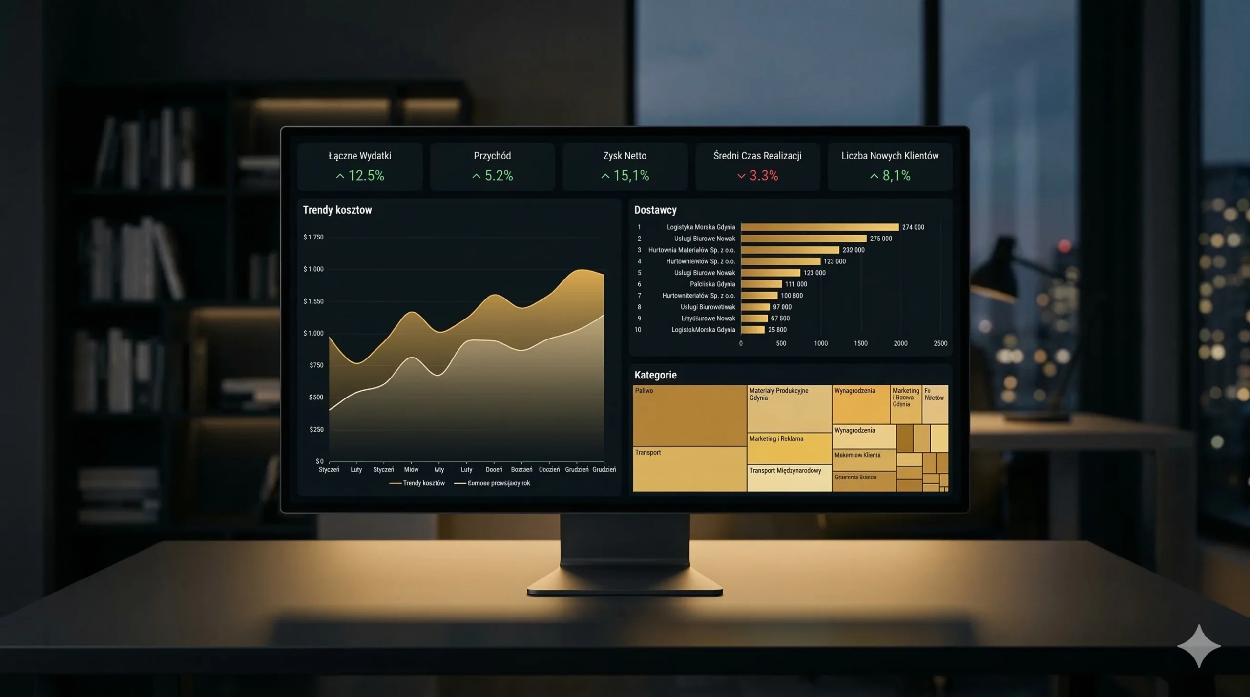 Dashboard analityczny zbudowany na danych z KSeF — wizualizacja narzędzi biznesowych