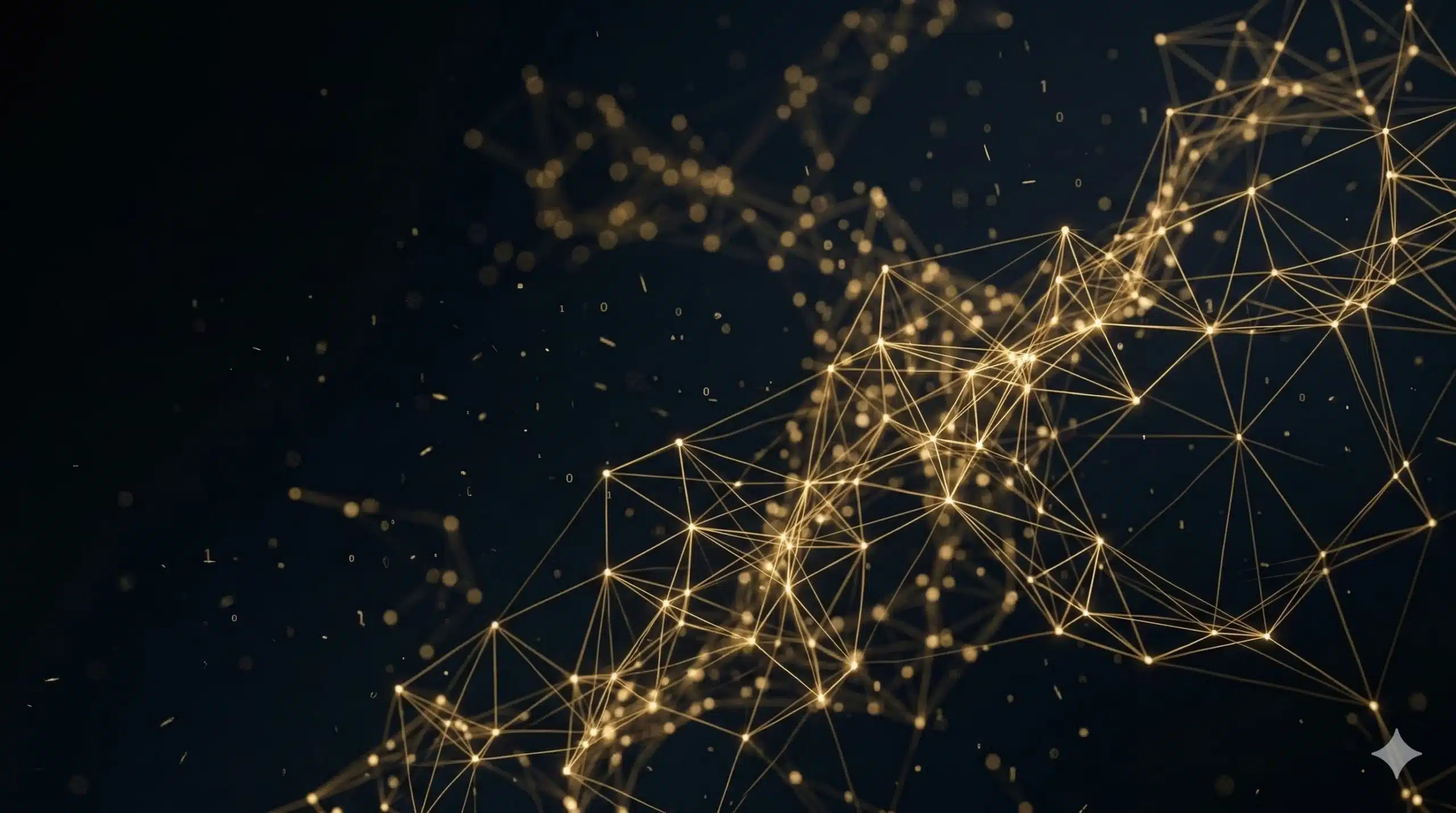 Sztuczna inteligencja — abstrakcyjna wizualizacja sieci neuronowej i przetwarzania danych